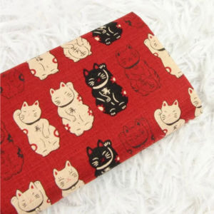 Half Yard Slub Cotton Fabric Japanese Soft Breeze Fortune Cat Print Handmade DIY Bag Garment Sewing Material CR-630