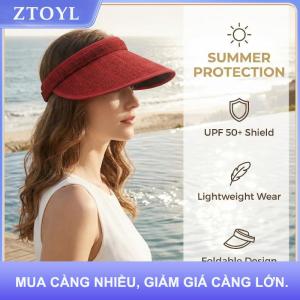 【ZTOYL】 Rộng vành mũ mặt trời có thể gập lại bãi biển hat cho phụ nữ UV bảo vệ Trọng lượng nhẹ du lịch ngoài trời Visor mùa hè cap