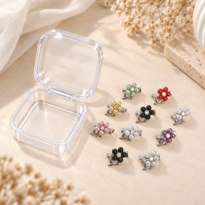 10PCS Baby Brooch Set for Hijab RhinestoneHijab Pins Headscarf Brooch Small Scarf Safety Pins with Storage