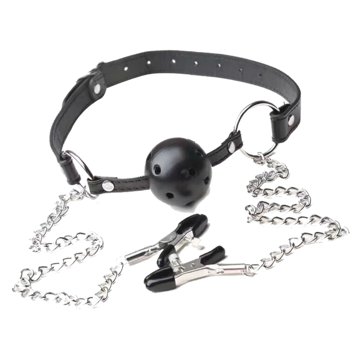 Monstermarketing BDSM Bondage Mouth Gag with Nipple Clamps Black Sex Toys  For Boys Sex Toys For