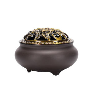 WHL 陶瓷香炉 紫砂盘香炉 送防火棉 Incense Burner Incense Incense Holder 香炉 檀香炉 紫砂炉 倒流香 盘香 陶瓷盤香爐 供佛香薰炉香炉