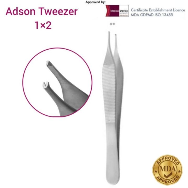 Addsonn Tooth Less Instrument Adson Tissue Forceps Tweezers 1×2 | Dressing | Surgical Dental use ...