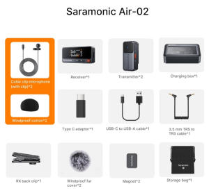 Saramonic Air ไมโครโฟนไร้สาย พร้อมเคสชาร์จ สำหรับ กล้อง I iPhone 15/16 I Android (USB-C)