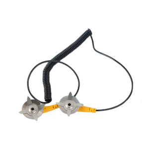 Dây cuộn cáp nối đất chống tĩnh điện ESD với kẹp cá sấu đôi cho đồ điện tử dễ hư hỏng nối đất