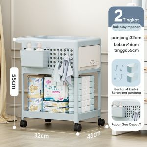 Rak penyimpanan laci multifungsi 2/3/4 Tingkat kotak penyimpanan botol susu bayi rak panyimpenan pawon/Rak Troli Susun Dengan Roda Serbaguna Troli