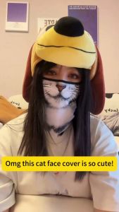 Ice Silk Cat Face Cover Breathable Cooling Sun Protection Mask Neck Guard for Outdoor Sports