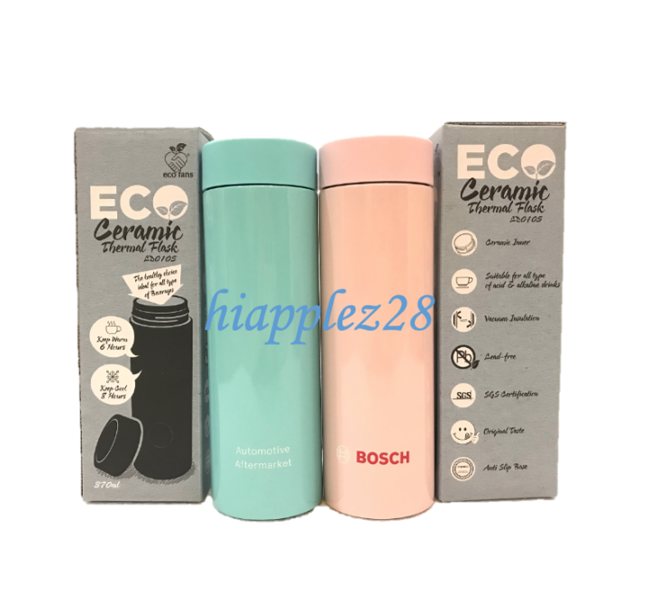 375ML Ceramic Thermal Flask Ecofriendly Bottle Pink Turquoise