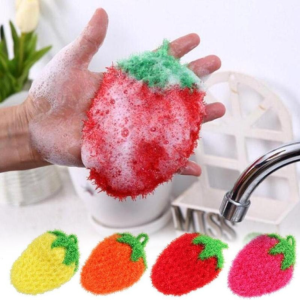 Korea Strawberry Polyester Yarn Dish Cloth Sponge Cleaning Cloths Rag Hand Knitting