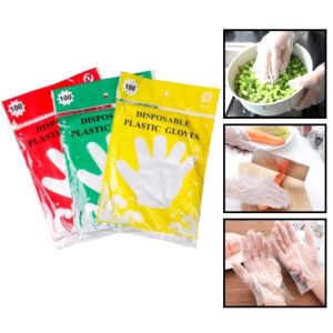 Isi 100 Pcs Sarung Tangan Plastik Steril Sekali Pakai Disposable Glove Multifungsi Serbaguna