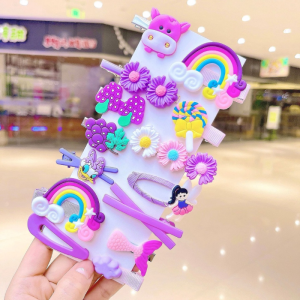 14pcs Girls Cute Cartoon Animal Fruit Hairpins Children Sweet Hair Clip Barrettes Headband Kids Fashion Hair Accessories