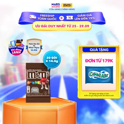 Combo 20 gói Kẹo Socola M&M gói 14.5g socola (1 hộp x 20 gói)