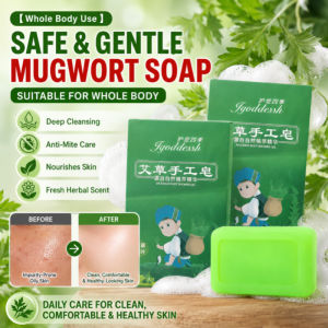 Handmade Mugwort Soap Natural Herbal Soap Anti-Mite Body Soap Plant-Based Medicated Cleanser For All Skin Types