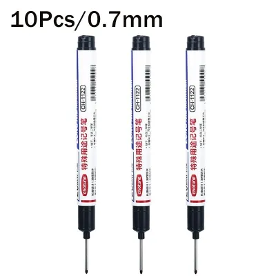 10Pcs Long Nib Marker Pens 0.7mm Black Waterproof Permanent Suitable For Woodworking Repair Jobs
