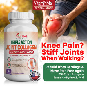 Nutri Botanics Joint Collagen Type 2 + Turmeric Hyaluronic Acid - Knee Pain Relief Joint Supplement Biotin Healthy Cartilage