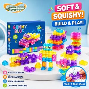 AODUOYAYA Squishy Jelly Building Blocks Set 40pcs Soft Rubber TPE Large Blocks Sensory Educational Toy