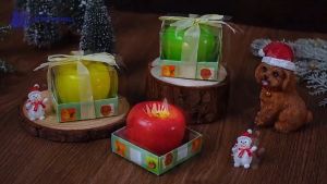 【SM Mall】Apple Shaped Scented Candle Christmas Gift Box Set For Women Girlfriend Fruit Candle Simulation Peaceful Night Aroma Candle For Living Room Home Decoration Holiday Gift For Her Birthday Surprise