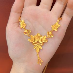 Floral Necklace for Wedding Engagement and Marriage Gold-Plated Jewelry Pendant