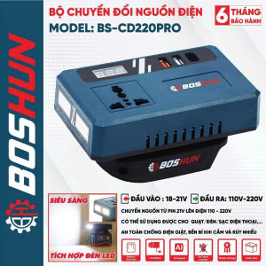Nhiều Ổ Cắm Đế chuyển đổi nguồn điện BS BOSSUN BS-CD02PRO Chuyển từ 21v lên 220v Chân phổ thông