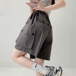 Pure cotton washed shorts for womens summer new loose fitting straight tube workwear pants casual spicy girl wide leg sports pants