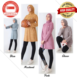 [SINGAPORE SELLER] Muslimah Sports T-shirt With Hijab / Muslimah Sportswear/ Apparel (Quick Dry Polyester Material)