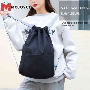 MOJOYCE Beach Drawstring Backpack Waterproof String Shoulder Yoga Bag Portable Zipper Oxford Cloth for Swimming Sports for Yoga Fitness