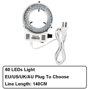 LED Ring Light Source Illuminator Lamp for Industrial Microscope Color Temperature is 6500K and The Brightness is Adjustable