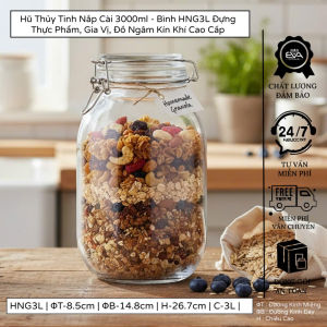 Bình Thủy Tinh Nắp Kín 3L HD12-4 Đựng Gia Vị Muối Dưa Cà Ngâm Hoa Quả