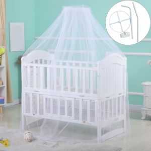 มุ้งกันยุงพร้อมโครงเหล็กสำหรับที่นอนเด็กแบบตั้งพื้นและแบบหนีบ ผ้านิ่มลายลูกไม้ สีขาวล้วน งานเกรดA