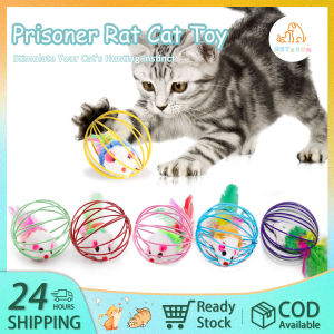 【PETZOOM】Cat mouse toy chasing toy plush mouse in cage pet interactive cat toy supplies