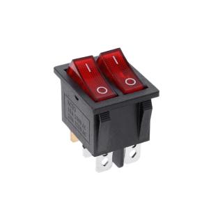 Dual Rocker Switch 6 Pin On-Off With Green Red Light 20A 125V AC
