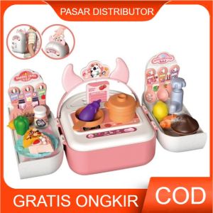 Mainan Anak 2IN1 KITCHEN BACKPACK WHITE COW JM11625 Mainan Anak Alat Masak Tas Ransel Lucu Anak Mainan Anak Perempuan - Mainan Anak Laki Laki