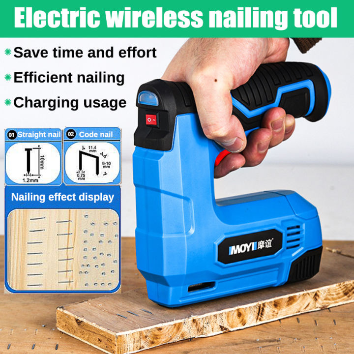 Electric Lithium Cordless Nailer Stapler Tool with Lithium-Ion ...