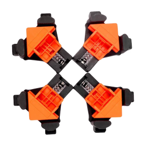 4ชิ้นที่ยึดมุมยาง ABS แคลมป์ไม้90องศาพร้อมแผ่นกันลื่น8แผ่นสำหรับประกอบโครงตู้