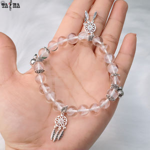 [XẢ KHO GIẢM SÂU] Vòng đá ưu linh trắng 8mm 5A mix charm bạc 925 cao cấp