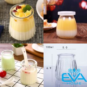 Hũ Thuỷ Tinh Dùng Làm Sữa Chua  Pudding Dáng Cao 100 ML Kèm Nắp Nhựa SP2589