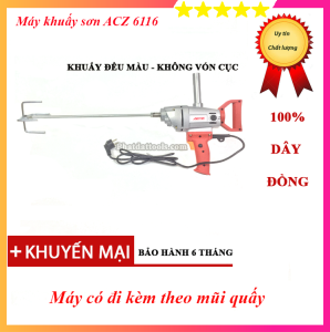 Máy Đánh Bột Trộn Sơn - Máy khuấy sơn bả ACZ 6116 - Kèm mũi khuấy 50cm - Hàng chính hãng cáo cấp - Bảo hành 6 tháng