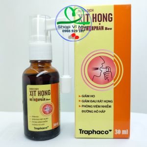 Xịt họng METHORPHAN Bee Traphaco chai 30ml - Làm giảm nhanh đau rát ngứa họng khản tiếng viêm họng viêm amidan