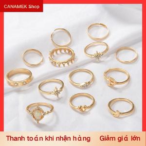CS 13 chiếc cái/bộ Nhẫn xếp chồng cho nữ nhẫn đeo đốt ngón tay rtro quà tặng trang sức thiết kế đơn giản