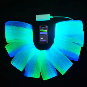 FOPLIT Battery Opterated LED Fiber Optic Mesh Lights for Ceiling Trees Home Decor - Phone App Plastic Optical Fiber Netting Kits