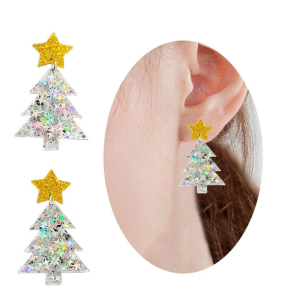 2 bông tai cầu vồng nhiều màu khuyên nụ đính kim sa khí chất khuyên nụ cây thông giáng sinh mới lạ