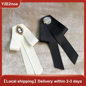 【Y2E2noa】 Women New Ribbon Bow Tie Beauty Head Bow Brooch Blouse Collar Pin Brooch Bowknot Shirt Bow Tie Corsage Pin Accessories