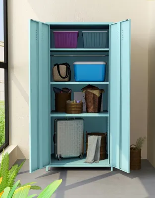 Premium Stylish Steel Storage Cupboard Cabinet Wardrobe Balcony Indoor Outdoor Anti-Rust Full Height Adjustable Almari