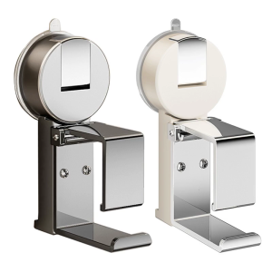 Metal Basin Holder With Not Slip Suction Pad Smooth Bathroom Organization Suitable for Tiles Glass & Marble Wall