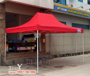 Nhà bạt di động Tuấn Ý 3mx45m màu ĐỎ nổi bật dùng làm gian hàng hội chợ tiệm ăn đêm tổ chức sự kiện đa năng
