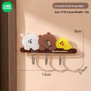 100% Authentic Line Friends Punch-Free Hooks Hangers Self Adhesive Hooks Acrylic Rotating Waterproof Seamless Strong Sticker Holder Wall Door Storage Hanging Hook Kitchen Bathroom Organizer BROWN CONY SALLY LFB105/LFB31