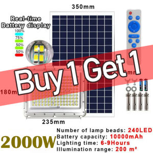 Premium 3000W Solar LED Outdoor Flood Light with Solar Panel and Remote Control