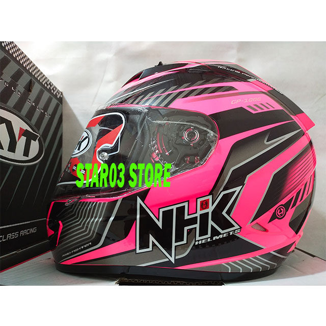 Helm nhk helm full face nhk gp1000 plasma pink flourencent
