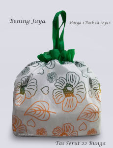 Tas Hajatan Goodie Bag Serut 22 Bunga Kenanga Hijau