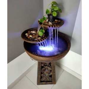 S15 Yellow Hibiscus Feng Shui Water Fountain Pond Kolam Air Sandstone Garden Water Feature Balinese 风水流水喷泉瀑布池 Fish 2f