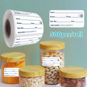 500pcs/roll Food Labels for Catering Food Date Storage Labels Food Safety Date Sticker